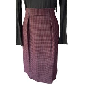 Jones New York Skirt Houndstooth Wool Purple Black Size 14